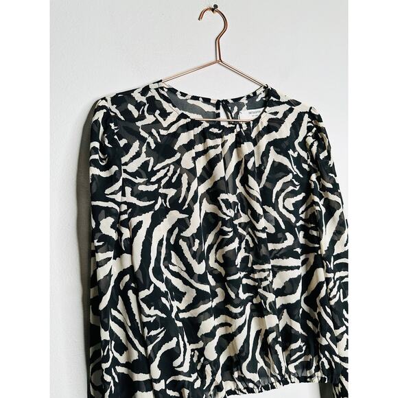ONE TEASPOON Black White Dimensions Bubble Long Sleeve Blouse Top NWT Size XXL - Picture 7 of 10